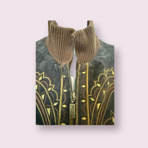 NWT Bob Mackie Wearable Art Suede Leather Sweater Jacket with Detail - Small - Picture 5 of 16